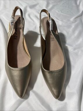 Greatonu Slingback Kitten Heels Women’s US 7.5 Gold Metallic Pointed Toe Pumps